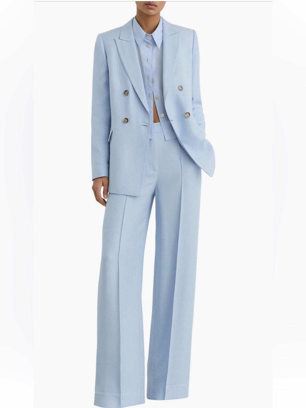 Reiss Megda pleated flared Blue Wide leg pants NWOT originally $300 (july 2026)